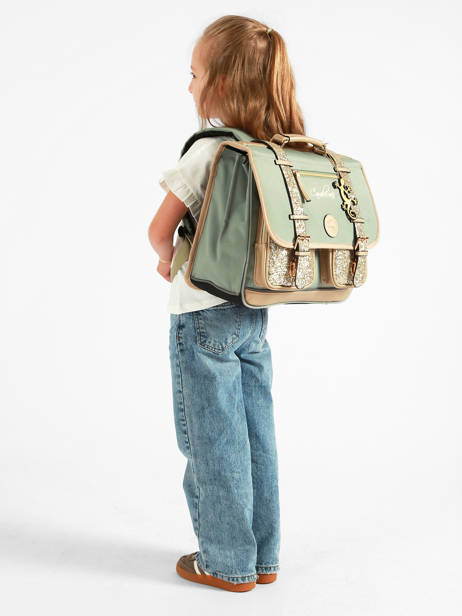 Satchel For Kids 2 Compartments Cameleon Green vintage fantasy CA38 other view 1