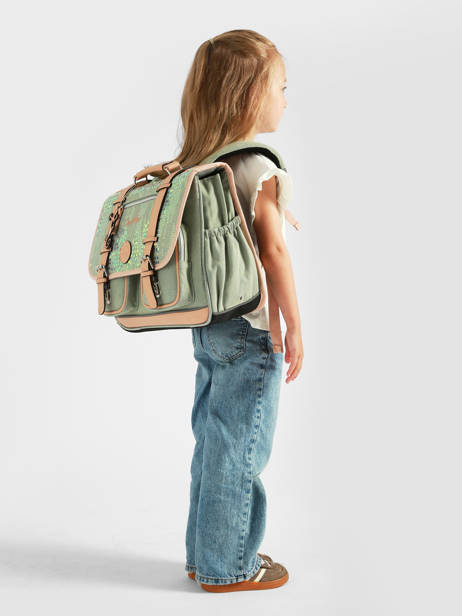 Cartable Enfant 2 Compartiments Cameleon Vert vintage fantasy CA38 vue secondaire 1