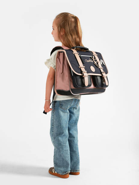 Cartable Enfant 2 Compartiments Cameleon Bleu vintage fantasy CA38 vue secondaire 1
