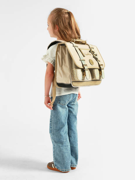 Cartable Enfant 2 Compartiments Cameleon Beige vintage fantasy CA38 vue secondaire 1