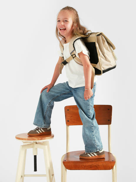 Cartable Enfant 2 Compartiments Cameleon Beige vintage fantasy CA38 vue secondaire 2