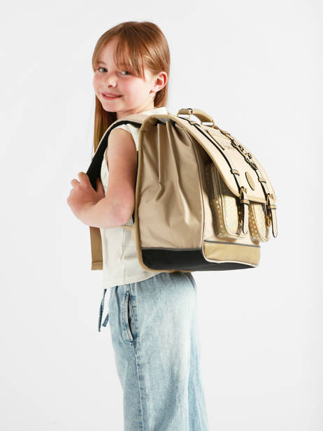 Satchel For Kids 3 Compartments Cameleon Beige vintage fantasy CA41 other view 1
