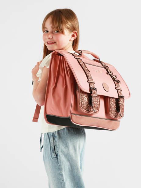 Cartable Enfant 3 Compartiments Cameleon Rose vintage fantasy CA41 vue secondaire 1