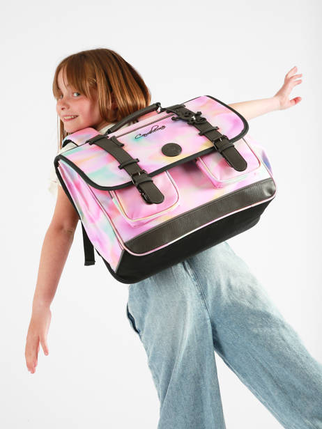 Cartable Enfant 3 Compartiments Cameleon Rose vintage fantasy CA41 vue secondaire 2