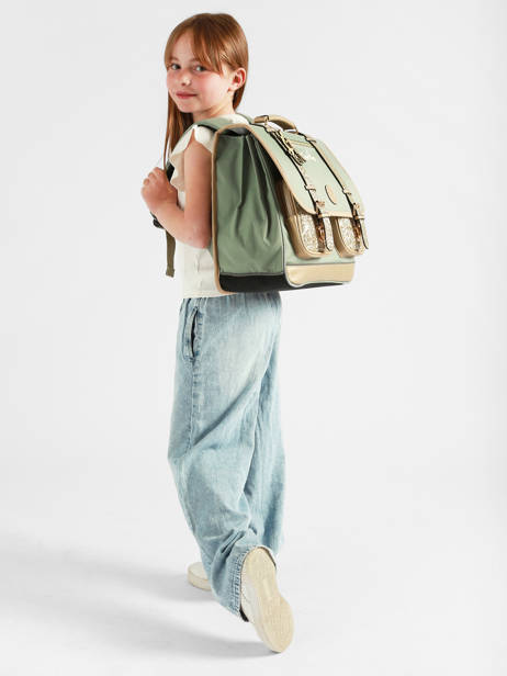 Cartable Enfant 3 Compartiments Cameleon Vert vintage fantasy CA41 vue secondaire 1