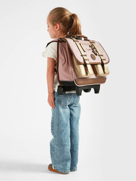 Wheeled Schoolbag For Kids 2 Compartments Cameleon Brown vintage fantasy CR38 other view 1