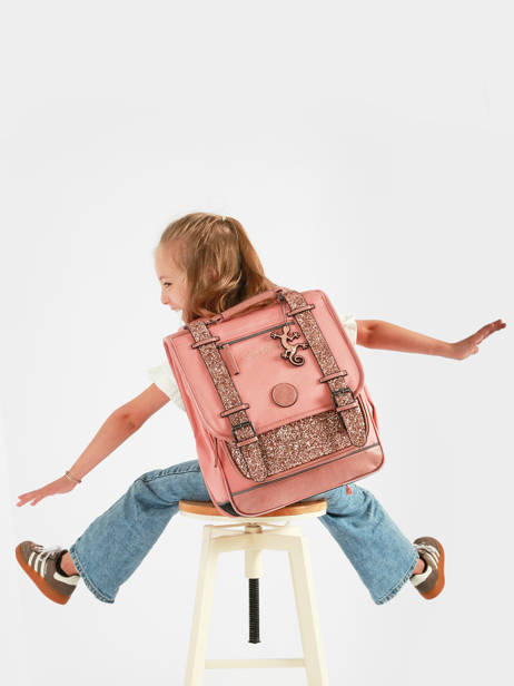 Rugzak 2 Compartimenten Cameleon Roze vintage fantasy SD39 ander zicht 2