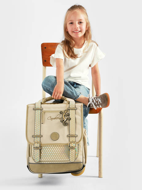 Rugzak 2 Compartimenten Cameleon Beige vintage fantasy SD39 ander zicht 2