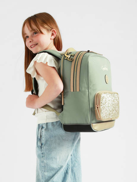Rugzak 2 Compartimenten Cameleon Groen vintage fantasy SO40 ander zicht 1