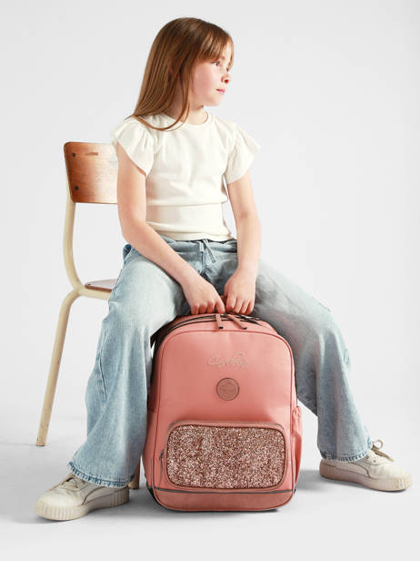 Rugzak 2 Compartimenten Cameleon Roze vintage fantasy SO40 ander zicht 2