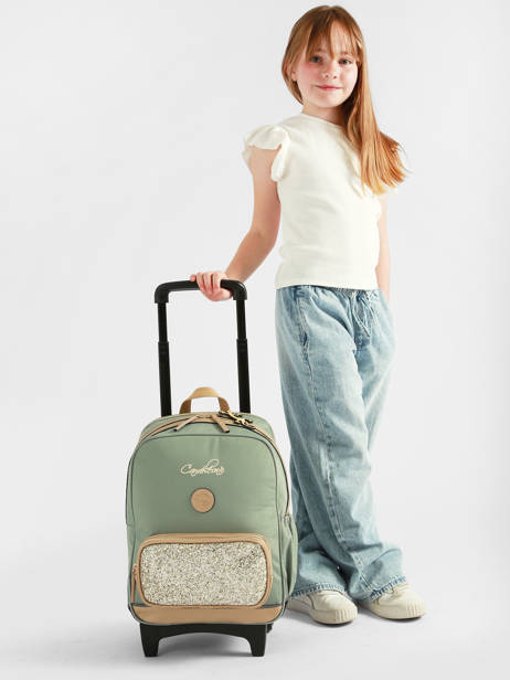 2-compartment Wheeled Schoolbag Cameleon Green vintage fantasy SR40 other view 1