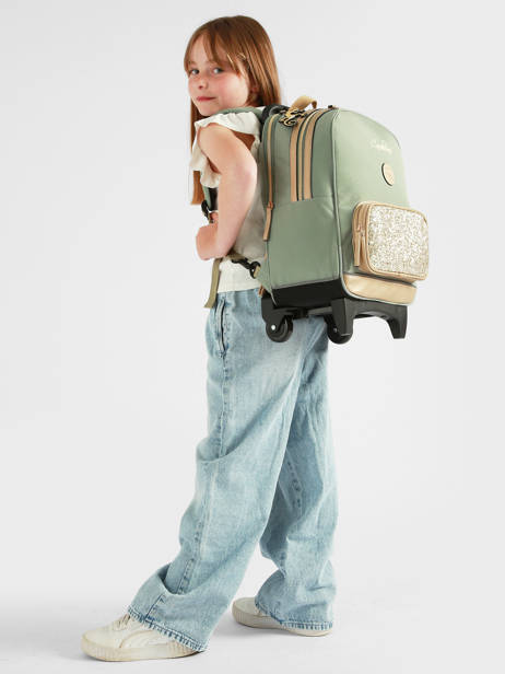 2-compartment Wheeled Schoolbag Cameleon Green vintage fantasy SR40 other view 2
