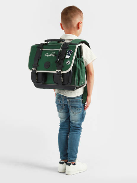 Cartable Enfant 2 Compartiments Cameleon Vert vintage urban CA35 vue secondaire 1