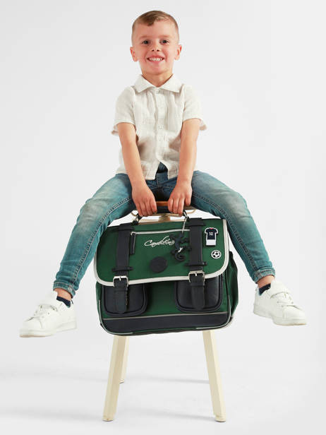 Cartable Enfant 2 Compartiments Cameleon Vert vintage urban CA35 vue secondaire 2
