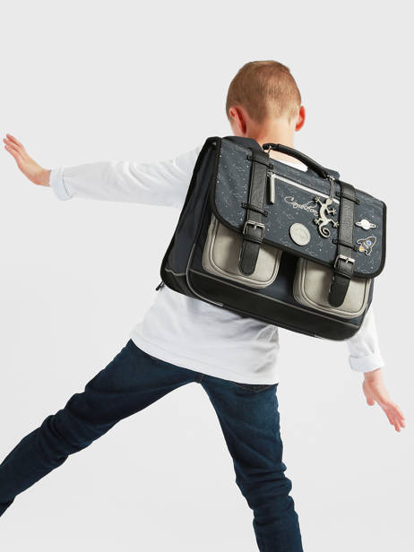 Cartable 2 Compartiments Cameleon Gris vintage urban CA38 vue secondaire 2