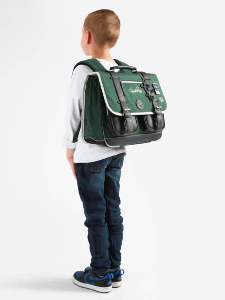 Cartable 2 Compartiments Cameleon Vert vintage urban CA38 vue secondaire 1
