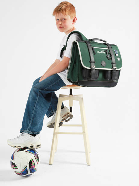 Cartable 3 Compartiments Cameleon Vert vintage urban CA41 vue secondaire 2
