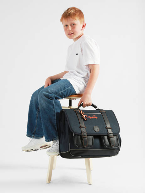 Cartable 3 Compartiments Cameleon Orange vintage urban CA41 vue secondaire 2
