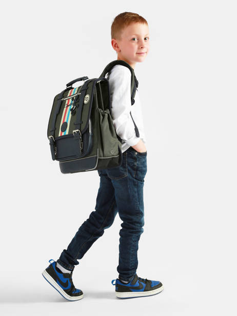 2-compartment Backpack Cameleon Blue vintage urban SD39 other view 2