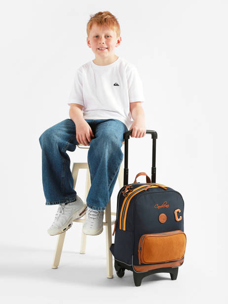 2-compartment Wheeled Schoolbag Cameleon Blue vintage urban SR40 other view 1