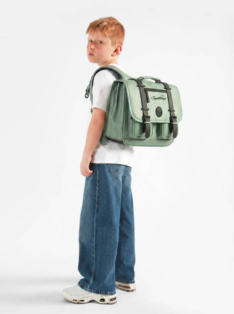 Cartable 2 Compartiments Cameleon Vert vintage north CA38 vue secondaire 1