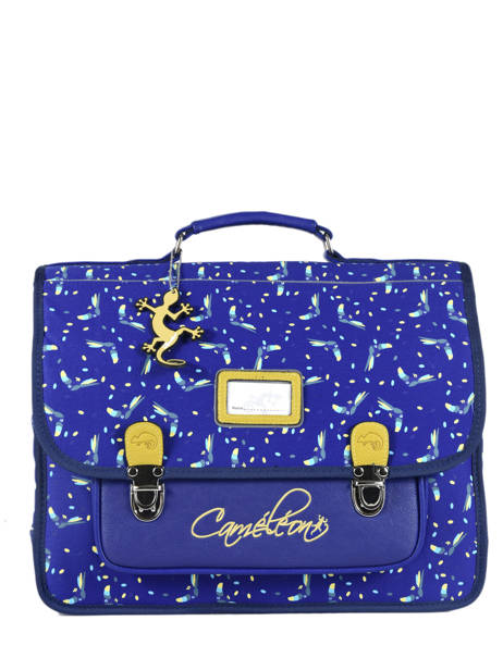 Boekentas Kind 2 Compartimenten Cameleon Blauw retro CA38