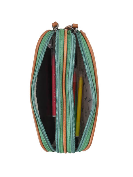 Pencil Case For Kids 2 Compartments Cameleon Green vintage chine VIN-TROU other view 1