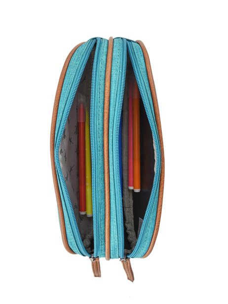 Pencil Case For Kids 2 Compartments Cameleon Blue vintage chine VIN-TROU other view 1