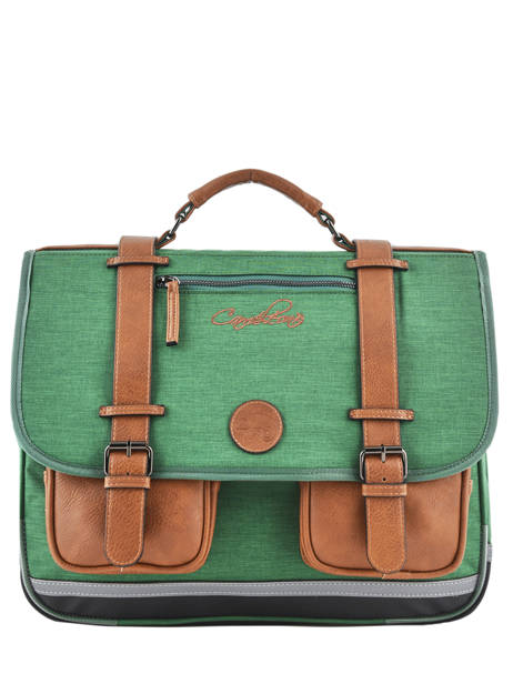 Satchel For Kids 3 Compartments Cameleon Green vintage chine VIN-CA41