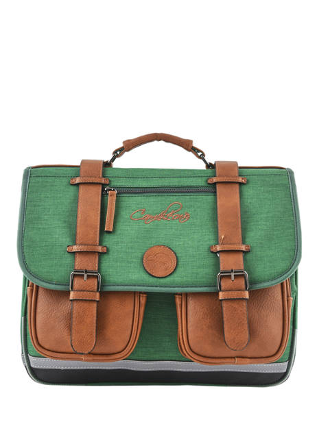 Satchel For Kids 2 Compartments Cameleon Green vintage chine VIN-CA38