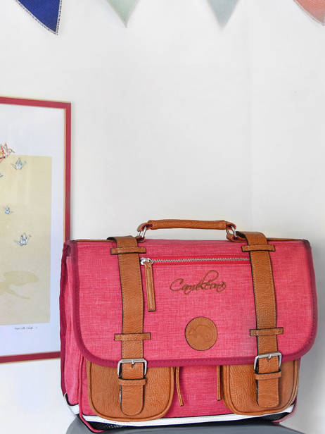 Satchel For Kids 3 Compartments Cameleon Pink vintage chine VIN-CA41 other view 3