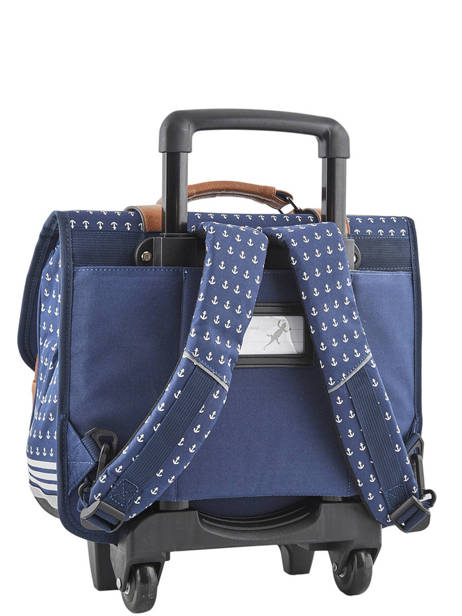 Wheeled Schoolbag 2 Compartments Cameleon Blue vintage urban PBVBCR38 other view 4