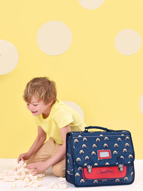 Cartable Enfant 1 Compartiment Cameleon Bleu retro CA32 vue secondaire 1