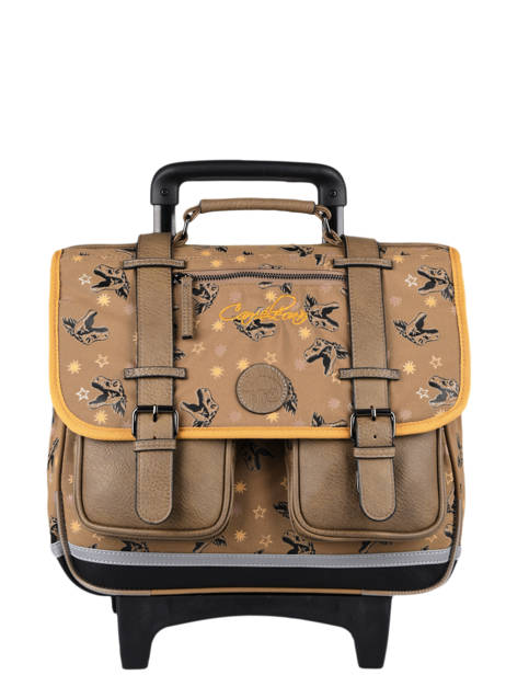 Boekentas Op Wieltjes Jongen 2 Compartimenten Cameleon Bruin vintage urban CR38