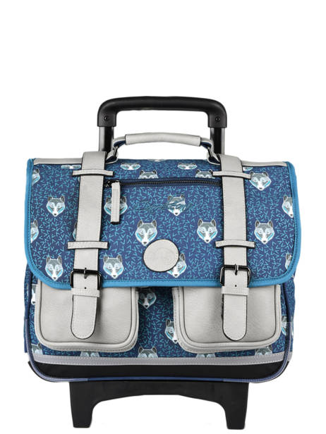 Cartable à Roulettes Enfant 2 Compartiments Cameleon Bleu vintage urban CR38