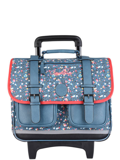 Cartable à Roulettes Enfant 2 Compartiments Cameleon Bleu vintage fantasy CR38