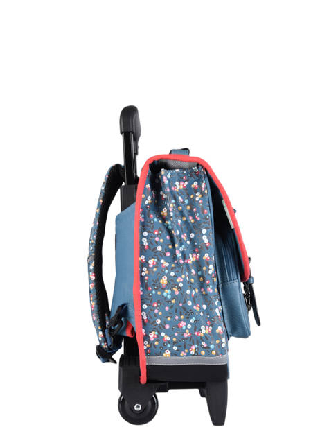 Wheeled Schoolbag For Girls 2 Compartments Cameleon Blue vintage fantasy CR38 other view 4