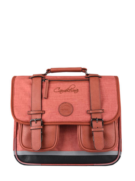 Boekentas 2 Compartimenten Cameleon Roze vintage color Deze schooltas uit de Vintage collectie van het merk Caméléon heeft een breedte van 35 cm. Ideaal voor de kleuterklas en het eerste leerjaar. Dit model heeft een duidelijke vintage look, dankzij de twee voorvakjes en de riempjes met gesp. Deze boekentas beschikt over twee compartimenten, die schriftjes (24x32 cm) en andere kleine spulletjes kunnen bevatten. Onder de overslagflap bevindt zich ook een uniek opbergvak, met daarin een gratis liniaal! De twee vakjes met rits vooraan zijn ideaal om een snack of zakdoek in op te bergen. Dit model beschikt ook over een naamlabel, en kan makkelijk gesloten worden dankzij een dubbel kliksysteem. Voor optimaal comfort zijn de rugzijde en schouderbandjes extra gewatteerd. Dankzij enkele reflectoren kan uw kind zich ook veilig in het verkeer begeven. Vintage op z'n mooist!