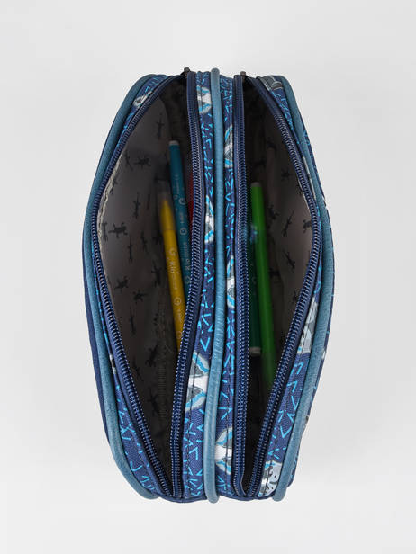 Pencil Case For Boy 2 Compartments Cameleon Blue vintage urban VIB-TROU other view 1