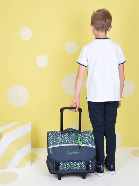Cartable à Roulettes Enfant 3 Compartiments Cameleon Bleu actual CR41 vue secondaire 2