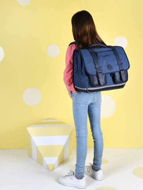 Boekentas 3 Compartimenten Cameleon Blauw vintage color VIC-CA41 ander zicht 5