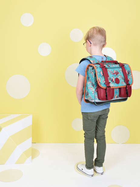 Satchel For Girls 2 Compartments Cameleon Green vintage fantasy CA35 other view 3