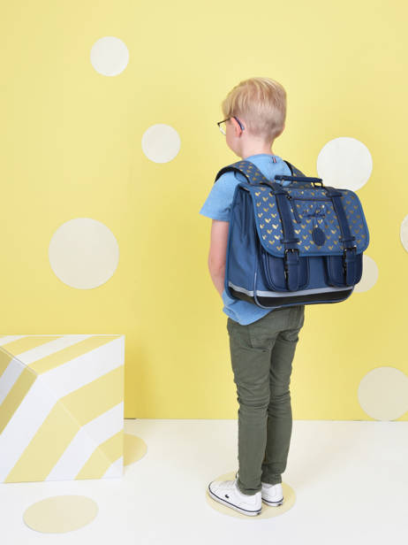 Cartable Enfant 2 Compartiments Cameleon Bleu vintage fantasy CA35 vue secondaire 3