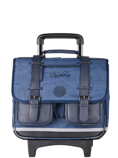 Cartable  Roulettes 3 Compartiments Cameleon Bleu vintage color CR38