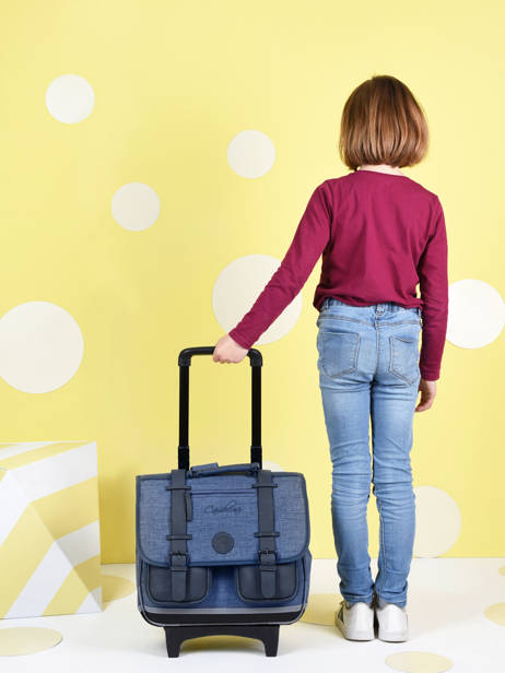 Cartable à Roulettes 3 Compartiments Cameleon Bleu vintage color CR38 vue secondaire 4