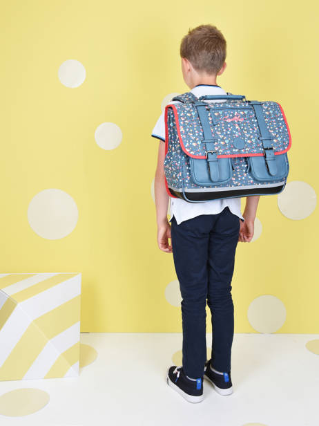 Cartable Enfant 3 Compartiments Cameleon Bleu vintage fantasy CA41 vue secondaire 4