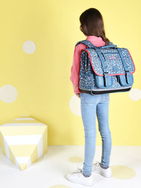 Cartable Enfant 3 Compartiments Cameleon Bleu vintage fantasy CA41 vue secondaire 3