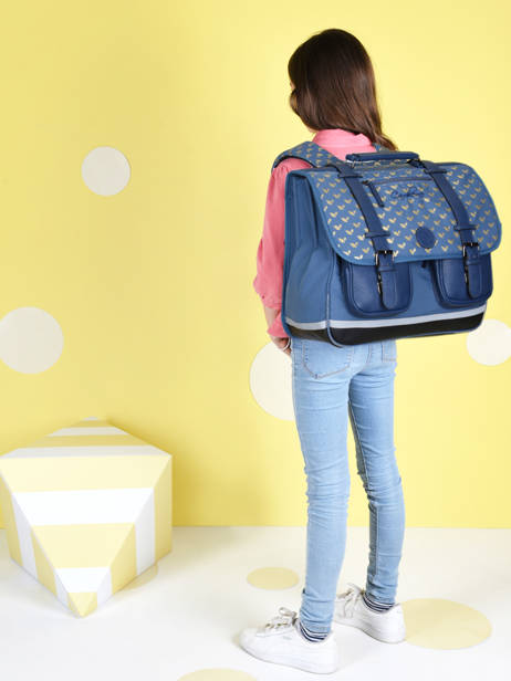 Cartable Enfant 3 Compartiments Cameleon Bleu vintage fantasy CA41 vue secondaire 3