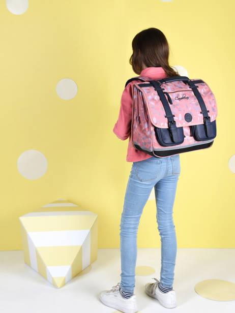 Cartable Enfant 3 Compartiments Cameleon Rose vintage fantasy CA41 vue secondaire 2