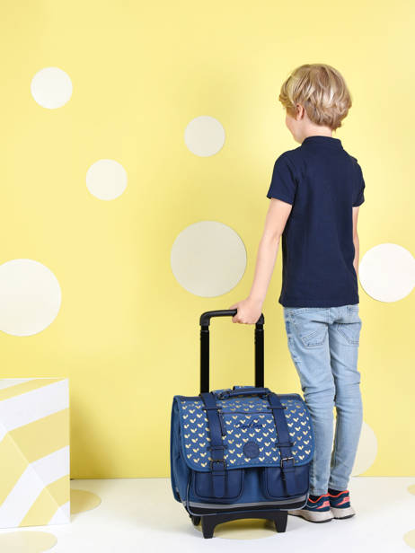 Cartable à Roulettes Enfant 2 Compartiments Cameleon Bleu vintage fantasy CR38 vue secondaire 2